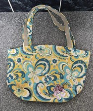 Yellow & Blue Floral - Tote Bag - Shoulder Bag - Beach Bag - Sequin and Flowers