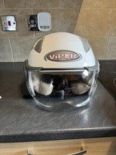 Viper Motorcycle Helmet Half Face Sun Visor White S/M