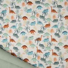 Soft Shell Waterproof Fabric Material - DINO JUNGLE ECRU