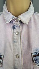 Ladies  Top Shop Pink Blue Tie Dye Denim Fitted Blouse Shirt Top Vtg  Retro 8 10