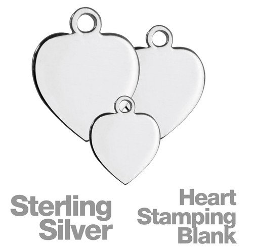 Sterling silver heart stamping - sterling,