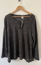 Kim & Co Charcoal Fine Knit Long Sleeve Sweater Top Size 3XL NWT