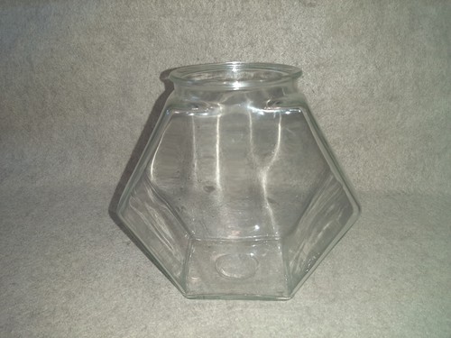 Vintage glass hexagon fish - glass,