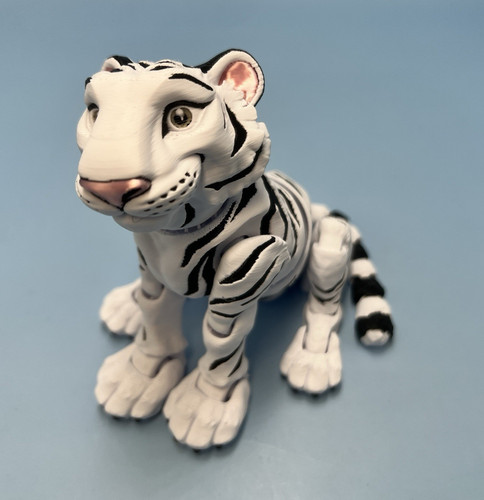 White tiger articulated - white, 3d