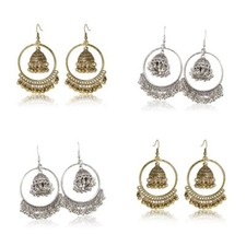 New Indian Pakistani Bollywood Gold Dangle Jhumka Earrings Boho Jhumki Jewellery