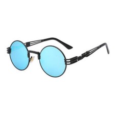 Retro Steampunk Round Sunglasses Mens Womens 80s Vintage Metal Classic Glasses
