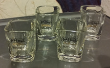 Jack Daniels ~ Shot Glass Whiskey Heavy Square Collector ~ Set Of 4 Square