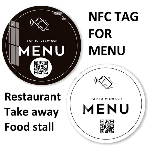 Nfc menu plaque with code - nfc,