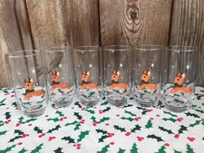 6 JOHN LEWIS RETRO CHRISTMAS REINDEER STAR DESIGN TUMBLERS DRINKING GLASSES