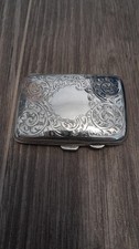 Sterling Silver Cigerette Case Engine Turned Pattern Vintage 8cm X 5.5