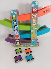 J'adore Car Track Toy Wooden Toddler Ramp Toys for Toddlers With 4 Wooden Cars