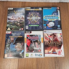 PC CD DVD Game Bundle Joblot X6, Sherlock Holmes, Football Manager, Civilization