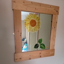 Handmade Wooden Mirror With Floral Design