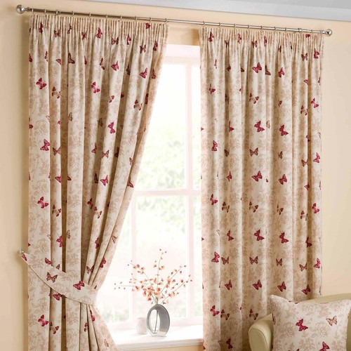 Cream red mariposa cotton - cream, &