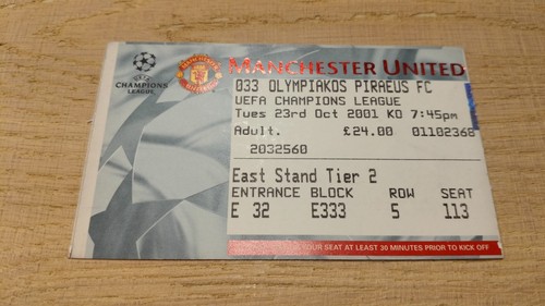 Ticket 2001 manchester united - ticket,