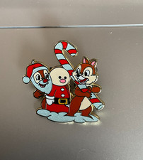 DISNEY CHRISTMAS HOLIDAY CHIP N DALE CANDY CANE GLITTER PIN