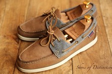 Sebago Brown Nubuck Leather Denim Boat Deck Shoes Boot Mens UK 8.5 US 9 M EU 43