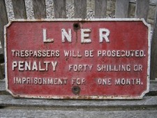 Original Cast Iron Railway Sign - LNER