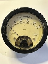 1960 British Military Moving Coil Ammeter 0-50 mA ZA29480 Bakelite Meter