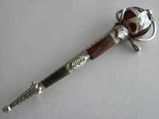 Lovely Sterling Silver Cutlass Sword Agate Vintage Scottish Brooch