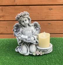 Angel Reading Book LED Stone Effect Grave Cemetery Memorial Ornament Light 