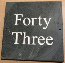 LARGE Engraved 43 grey marbled house number Sign Plaque 25cm x 25cm 1cm thick