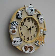 Wall Clock Kitchen Home Teashop Decor Quartz 23cm diameter DS5813 - ELM WH