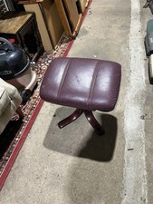 Retro Vintage Light Red Footstool Foot Rest Pouffe Mid Century Faux Leather Wood