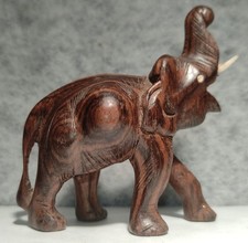 MAHOGANY AFRICAN ELEPHANT HandCarved Figurine 8cm VINTAGE