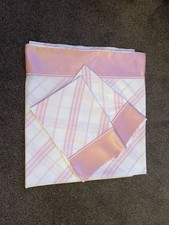 Vintage Waste Quality Satin Edged Striped Sheet & 2 Pillowcases Set Pink White