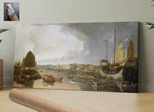 Ships William Daniell Canton Factories CANVAS WALL ART 34x18 in