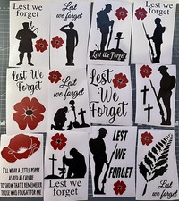 Remembrance Lest We Forget Vinyl Decal Stickers bundle Wine Bottle