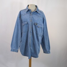 Georgio Armani Denim Shirt Western Vintage Logo Pockets Size L