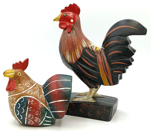 Colourful wooden chickens - x,