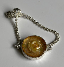 Silver Plated Chain 7" Bracelet with Acrylic Cream Rose in Resin