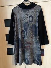 Luca Vanucci Grey Print Jersey  Dress Size XL. Plain Back & Sleeves. Good Con