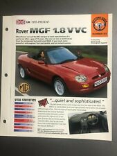 1995 Rover MGF 1.8 VVC Roadster IMP "Hot Cars" Spec Sheet, Folder, Brochure