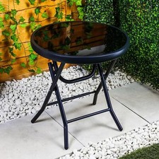 Folding Side Table Glass Top