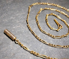 Antique 9ct GOLD Figaro triple link Chain Necklace with Barrel Clasp - 16"  3.6g