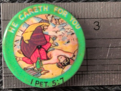 Vintage button pin - badge, he