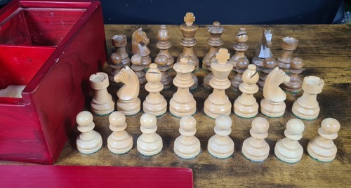 Vintage large wooden - vintage, chess