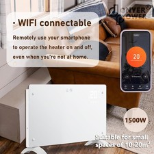 1500W Convector Heater Ultra-Thin Glass Panel WiFi & 24H Timer for Home & Office