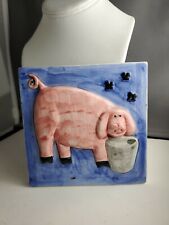 Versa-Tiles by Sigma Country Farm Pig Decorative Wall Art Ceramic Tile 5.5" Pink