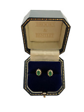 0.70ct Emerald Earrings 9ct Gold Stud Emerald Vintage Earrings Gold Earrings