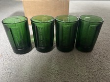 Set Of 4 Green Glass Jagermeister Liqueur Shot Glasses