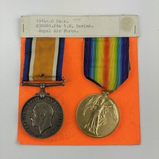 WW1 Victory & War Medal Pair Private 1st Class W Davies RAF