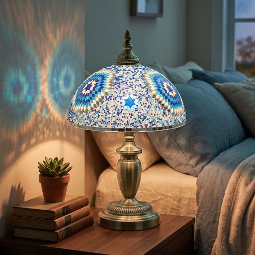 Tiffany lamp with button - tiffany,