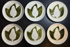 6 x Vintage White Ceramic Casa Pupo Avocado Plates 1970s