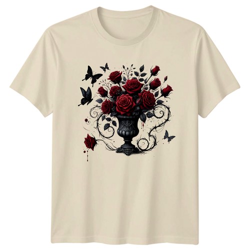Red roses gothic vase graphic - roses,