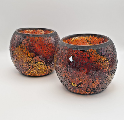 Mosaic crackle glass candle - mosaic,